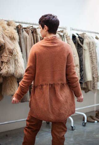 PRE-ORDER - Cropped Raw Edge Jumper in Terracotta - 2440702