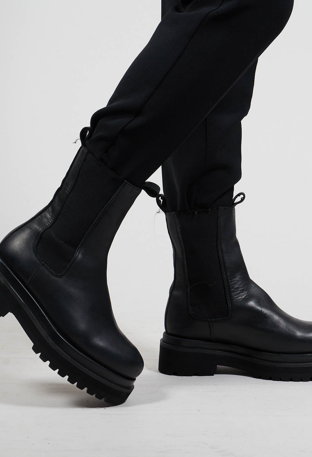 Leather Combat Boots in Black
