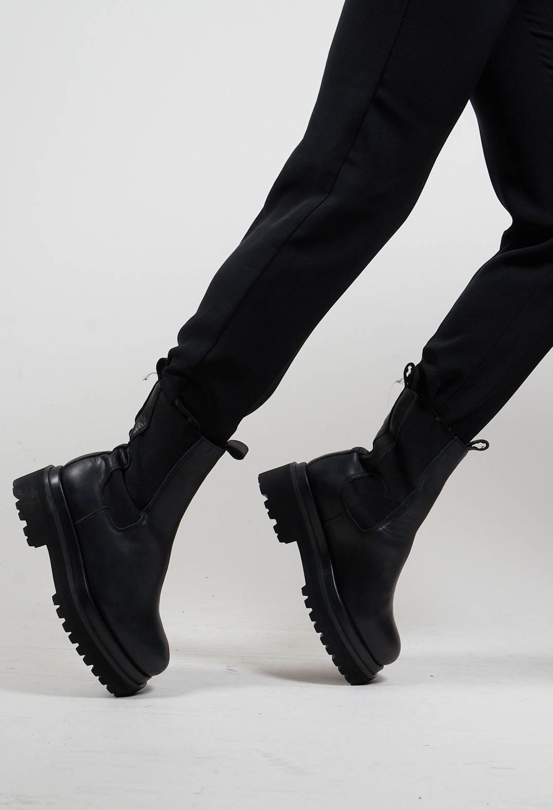 Leather Combat Boots in Black