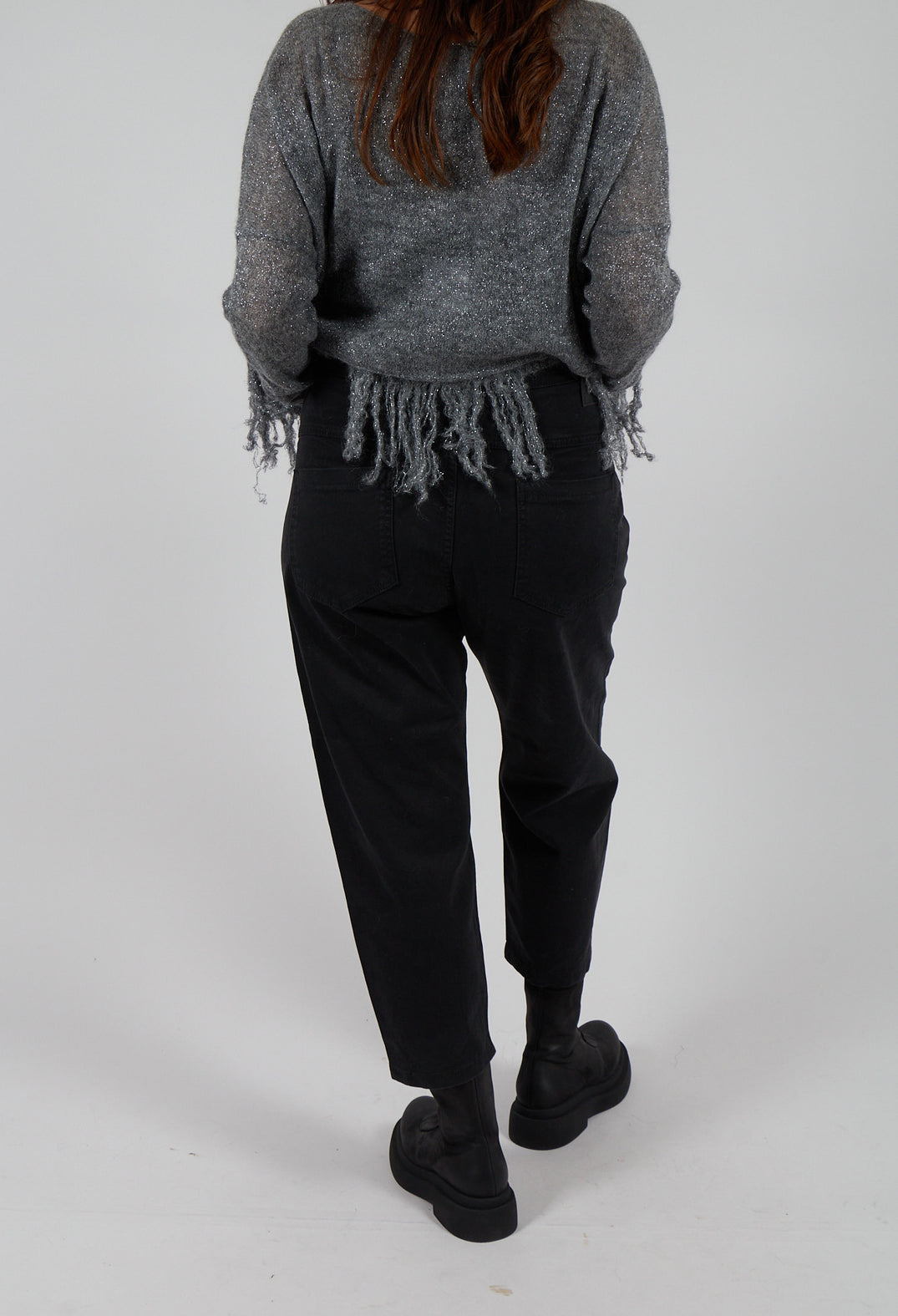 Straight Leg Jeans with Patch Pockets in Black