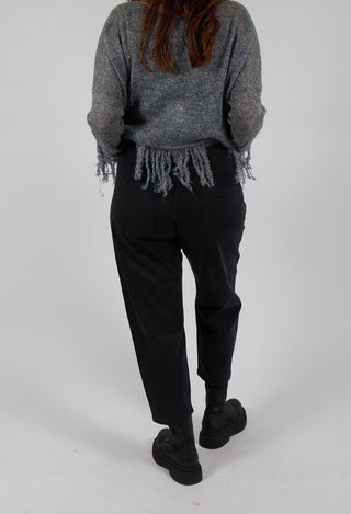 Straight Leg Jeans with Patch Pockets in Black