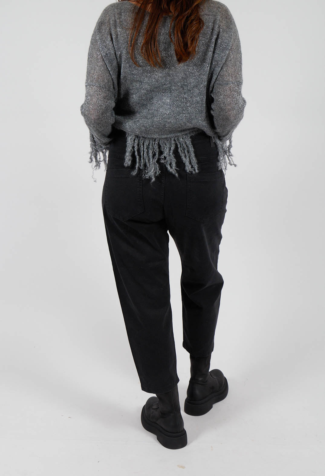 Straight Leg Jeans with Patch Pockets in Black