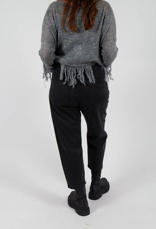 Straight Leg Jeans with Patch Pockets in Black