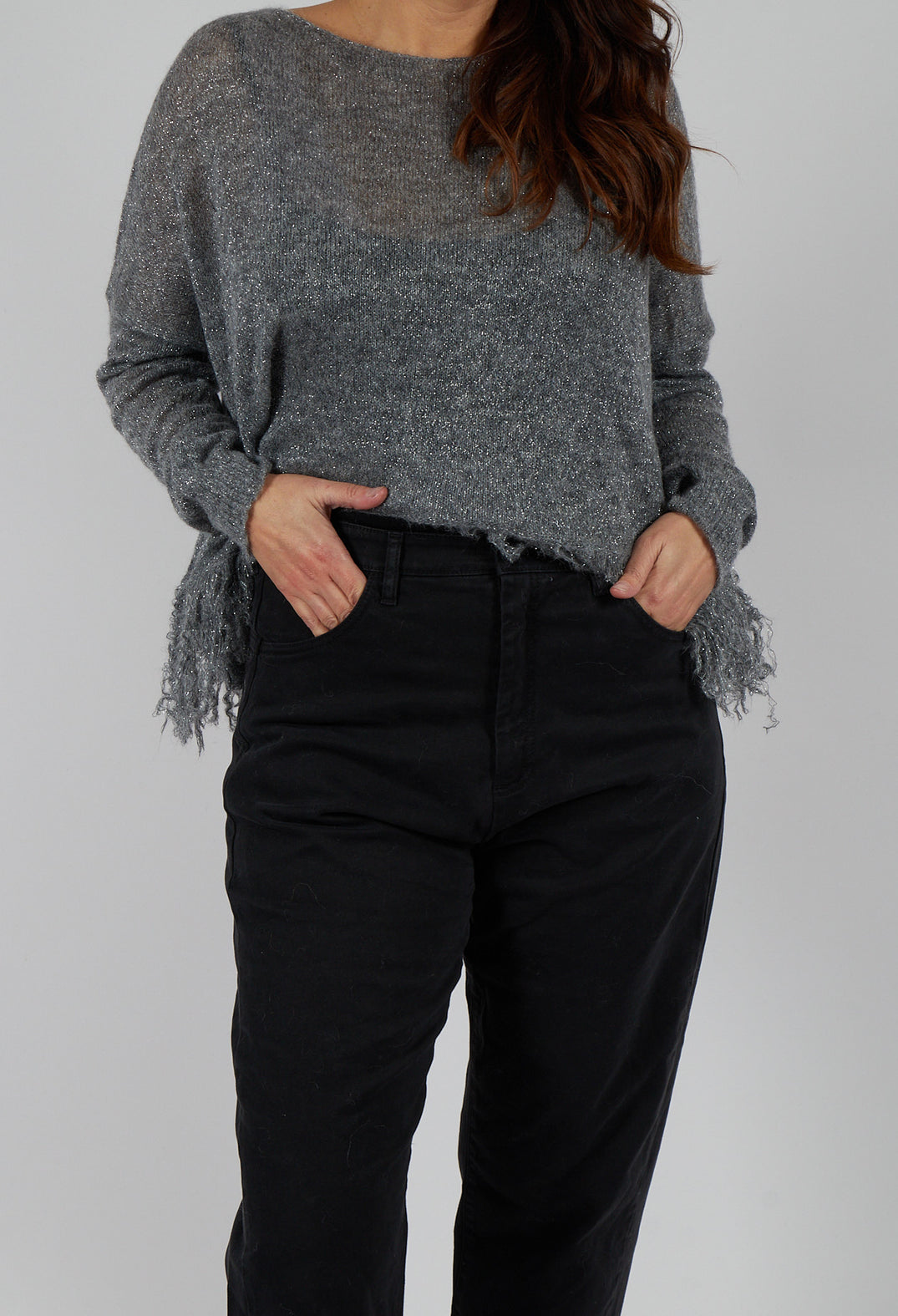 Straight Leg Jeans with Patch Pockets in Black