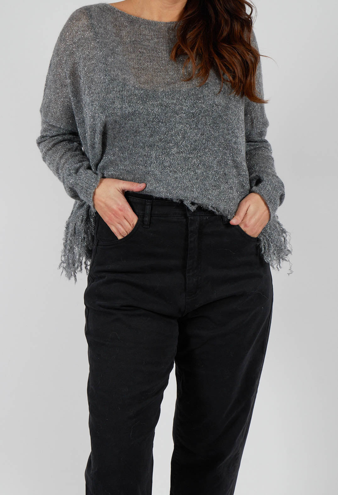 Straight Leg Jeans with Patch Pockets in Black