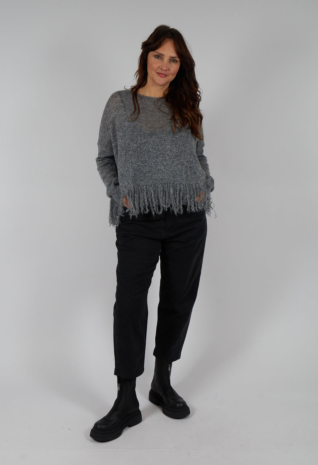 Straight Leg Jeans with Patch Pockets in Black