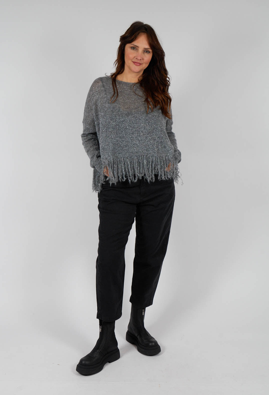 Straight Leg Jeans with Patch Pockets in Black