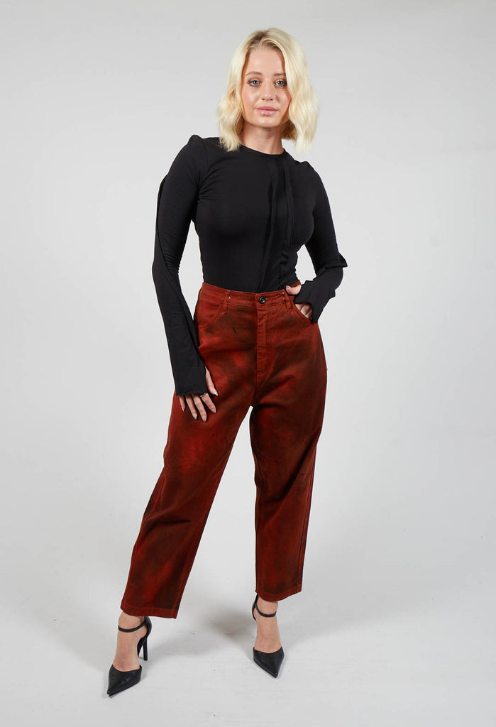 Straight Leg Jeans with Patch Pockets in Copper