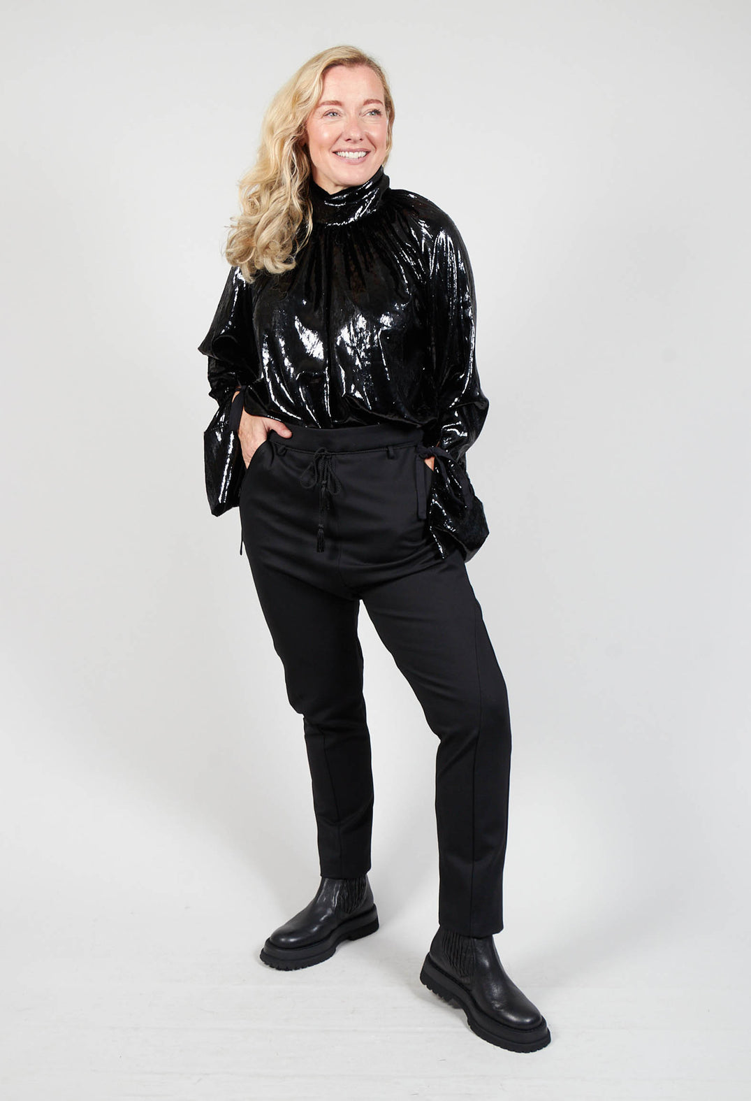 Trousers with Tassels in Black