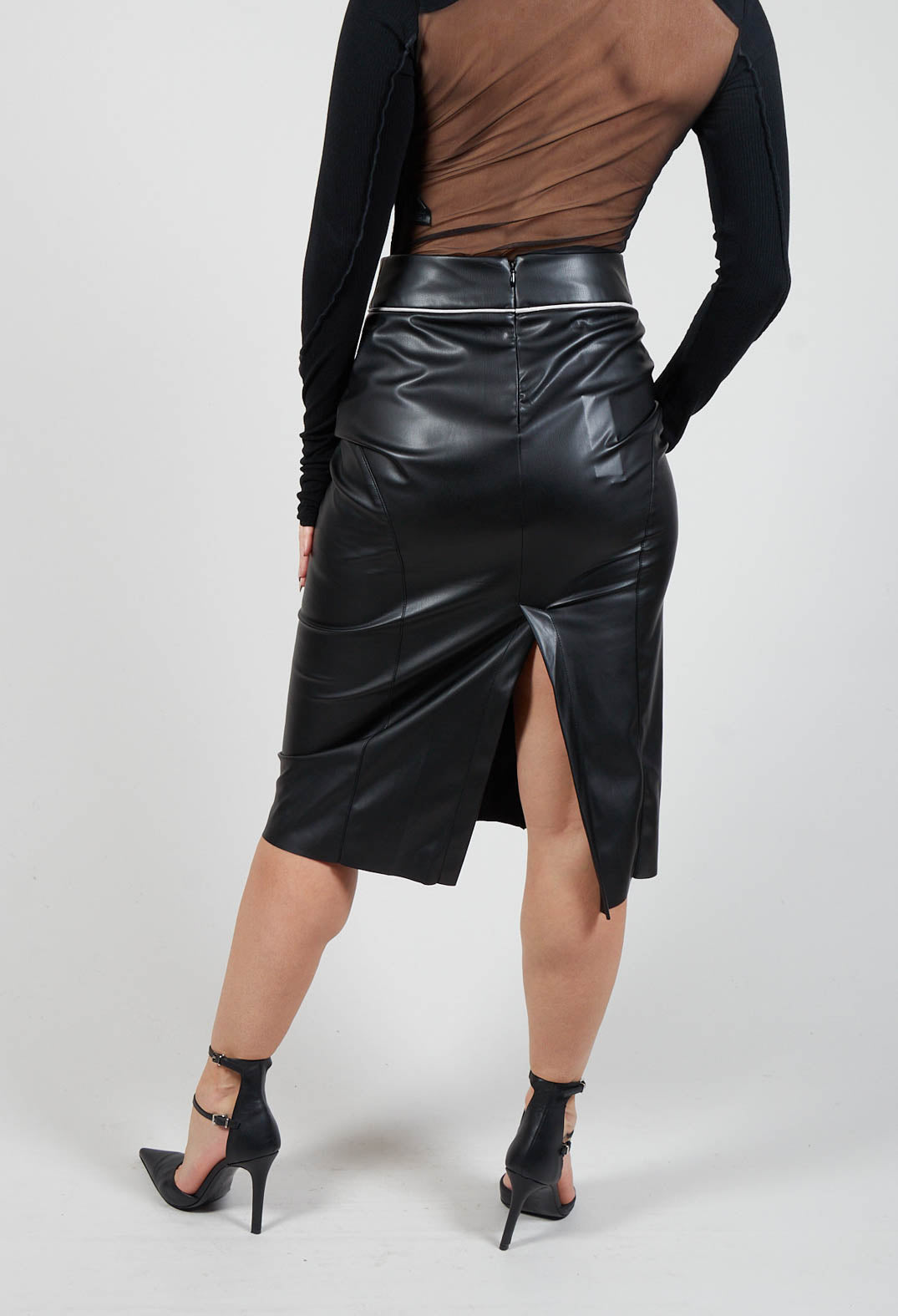 Faux Leather Skirt in Black