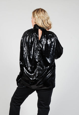 High Shine Top with High Neck in Black