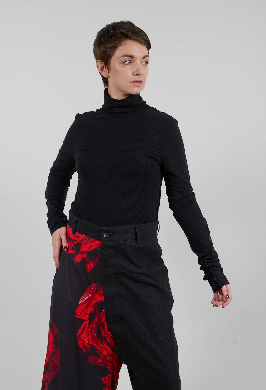 Bodysuit with Roll Neck in Black