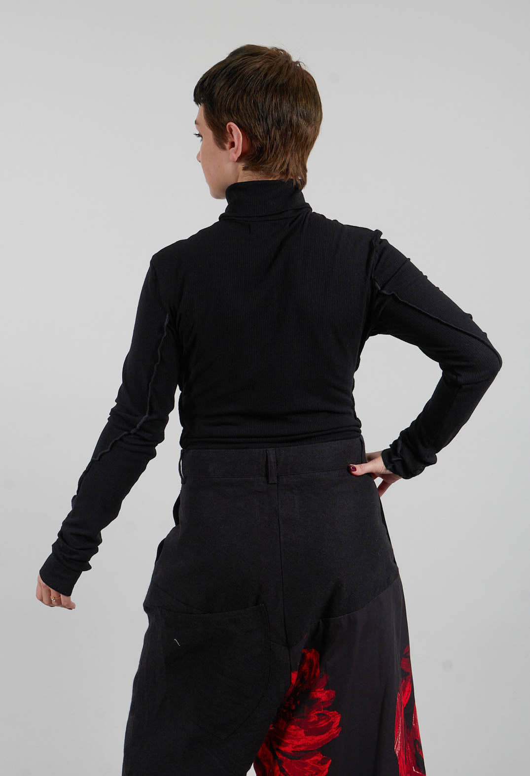 Bodysuit with Roll Neck in Black