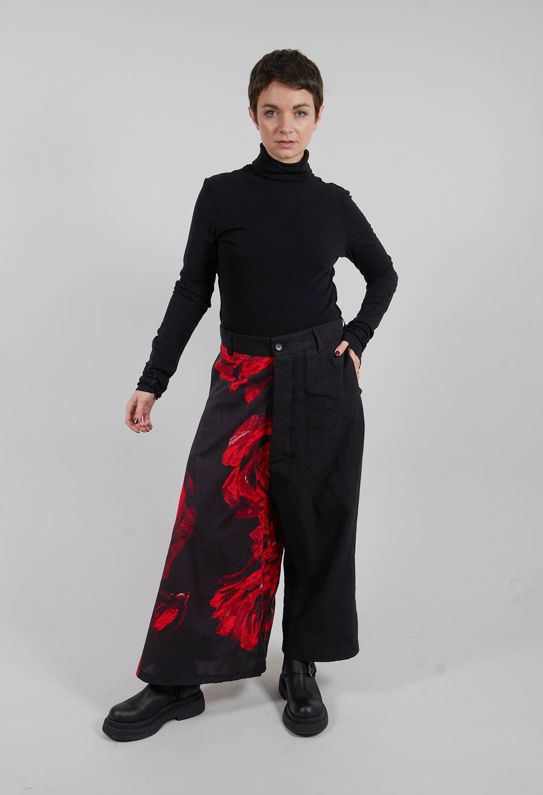 Bodysuit with Roll Neck in Black