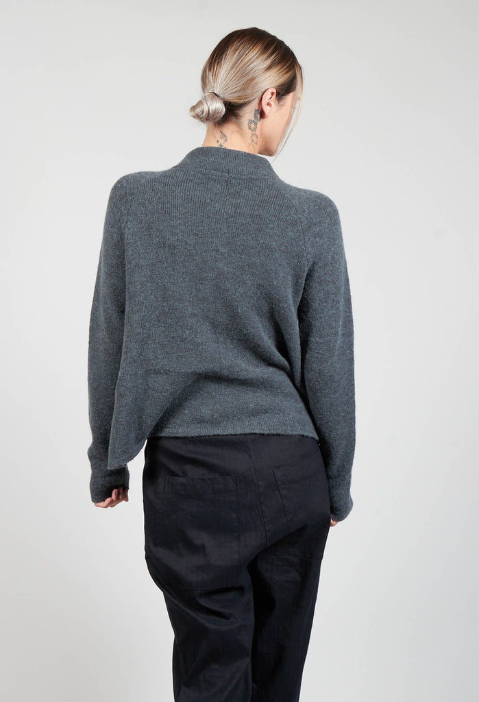 Knit Jumper with Cut Out Collar in Carbon