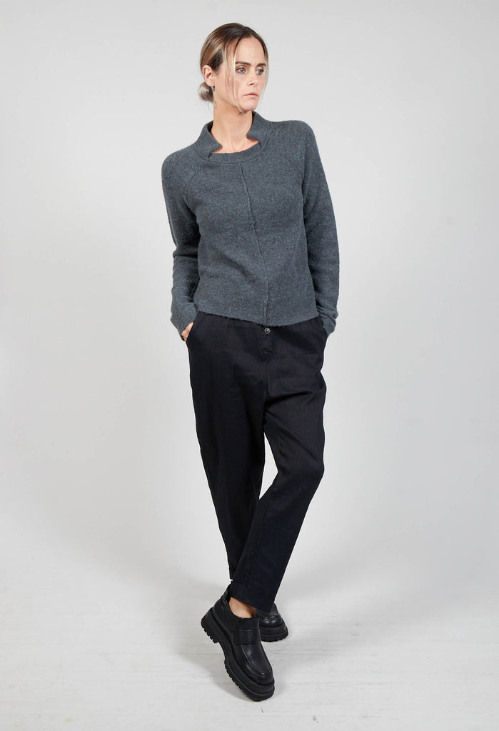 Knit Jumper with Cut Out Collar in Carbon