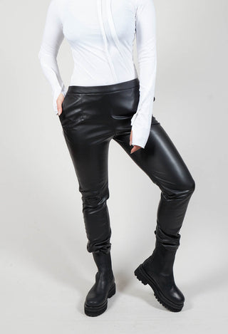 Faux Leather Trousers in Black