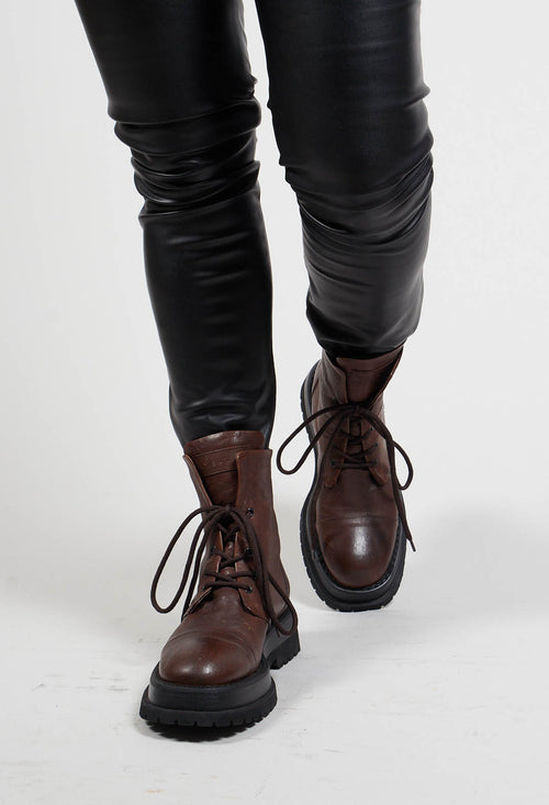 Tronchetto Fuco Lace Up Boots in Moro
