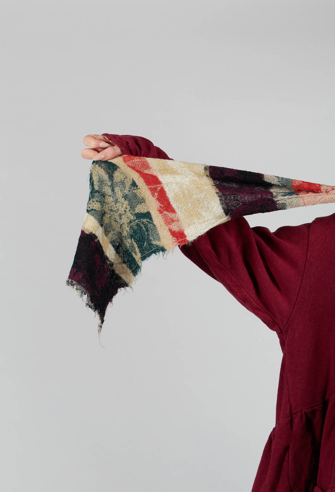 Botanical Scarf with Large Stripes in Orange