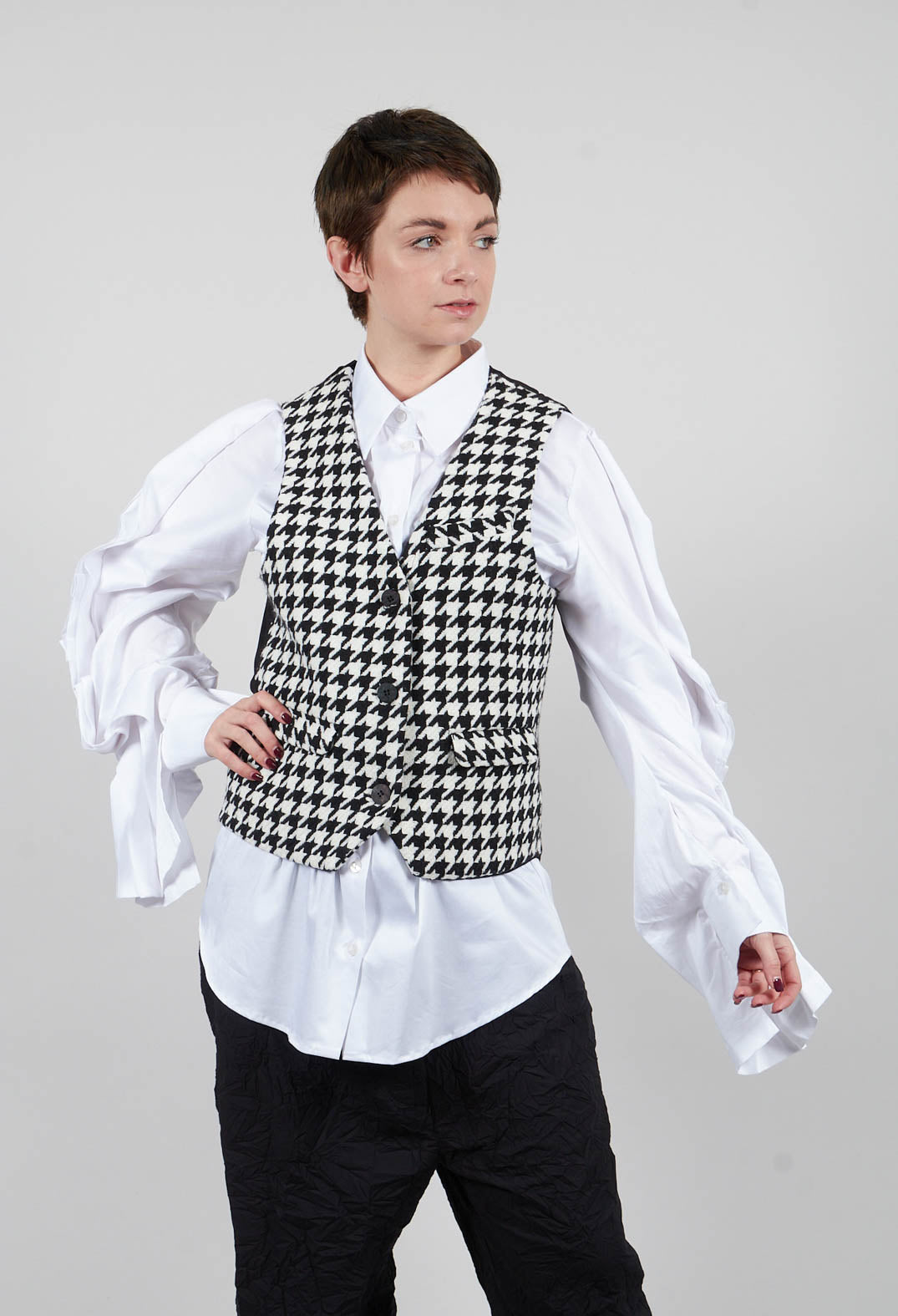 Hounds Tooth Printed Waistcoat in 1000