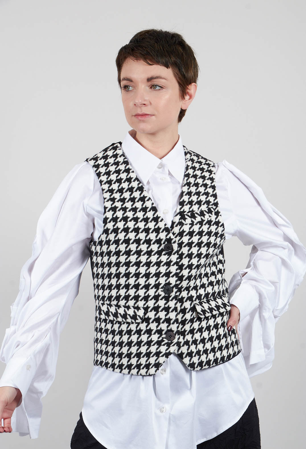 Hounds Tooth Printed Waistcoat in 1000