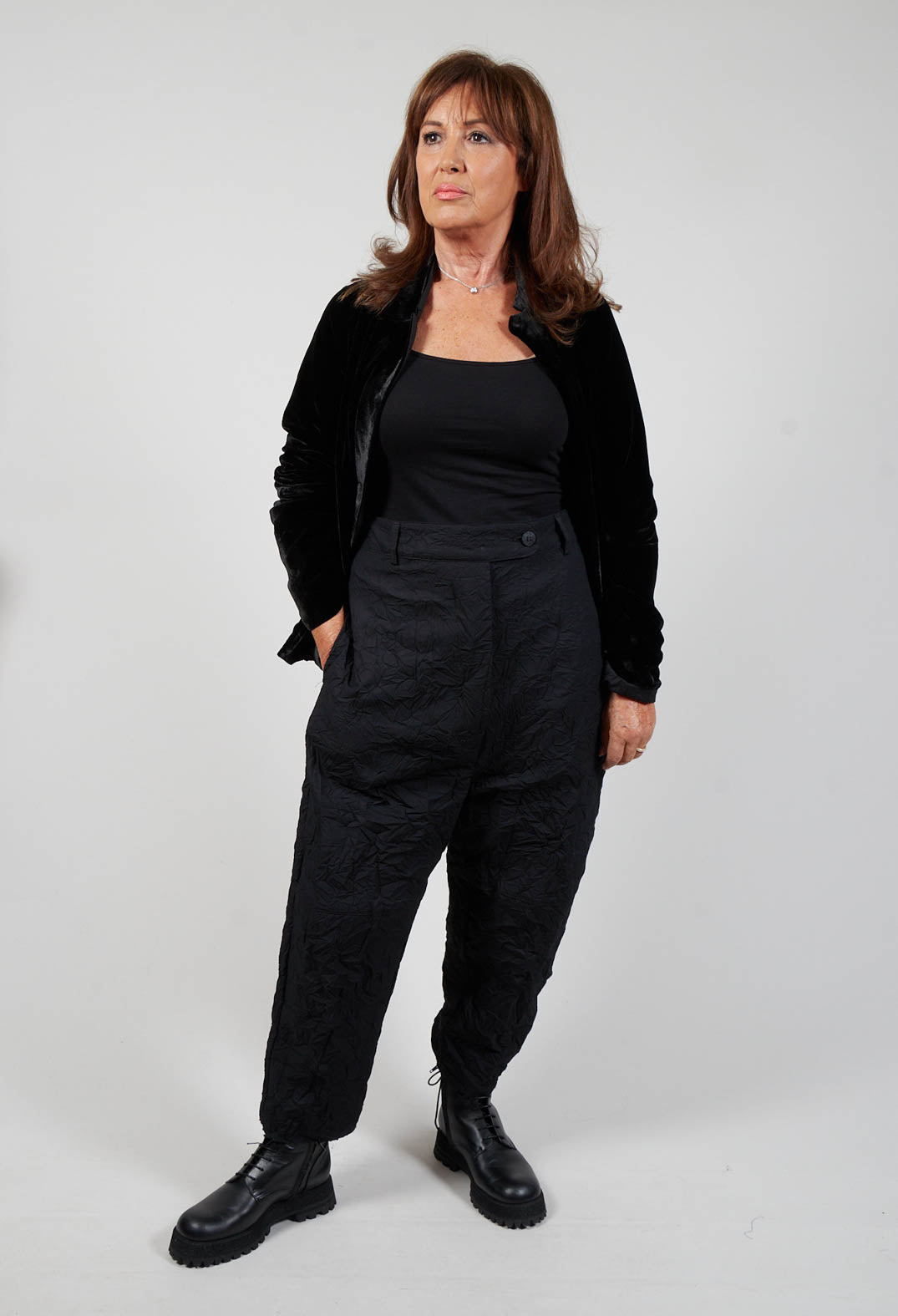 Crinkled Smart Trousers in 9000