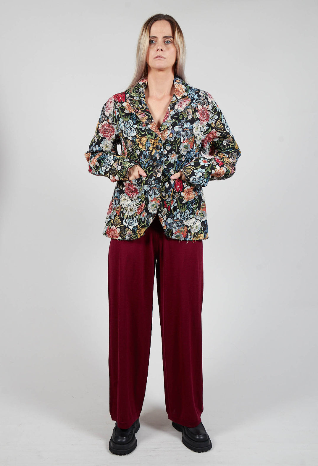 Wide Leg Knit Trousers in 7043