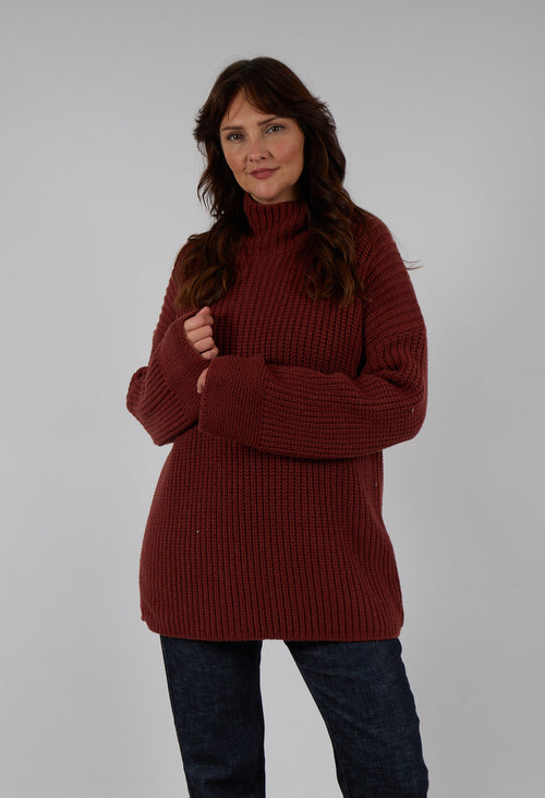 Knitted Sweater in Cuoio Cuir