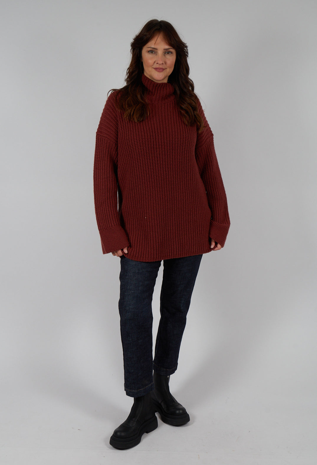Knitted Sweater in Cuoio Cuir