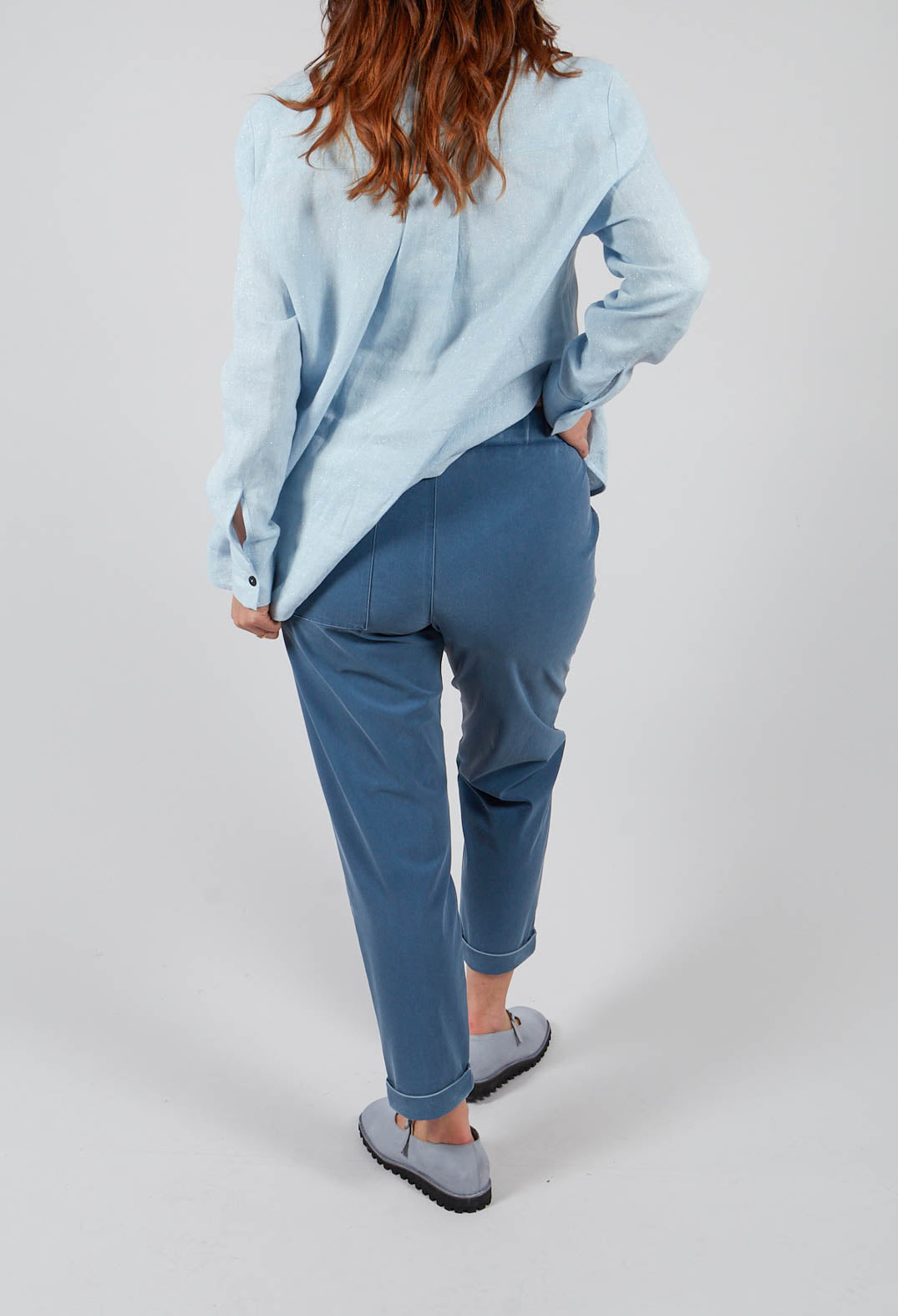 Pull On Trouser in Medium Blue