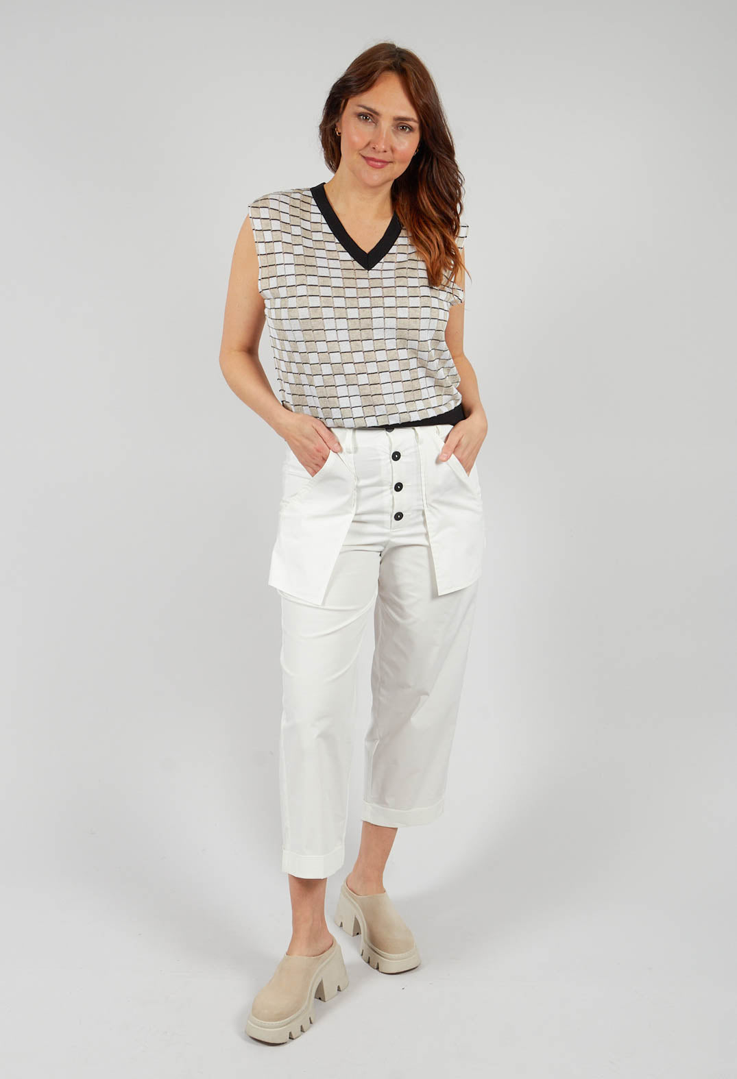 High Waist Trouser in Off White