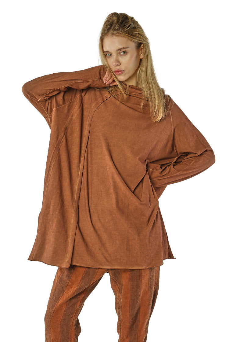 PRE-ORDER - Longline Jersey Top in Terracotta Cloud (Pictured in Clay Cloud) - 2560505