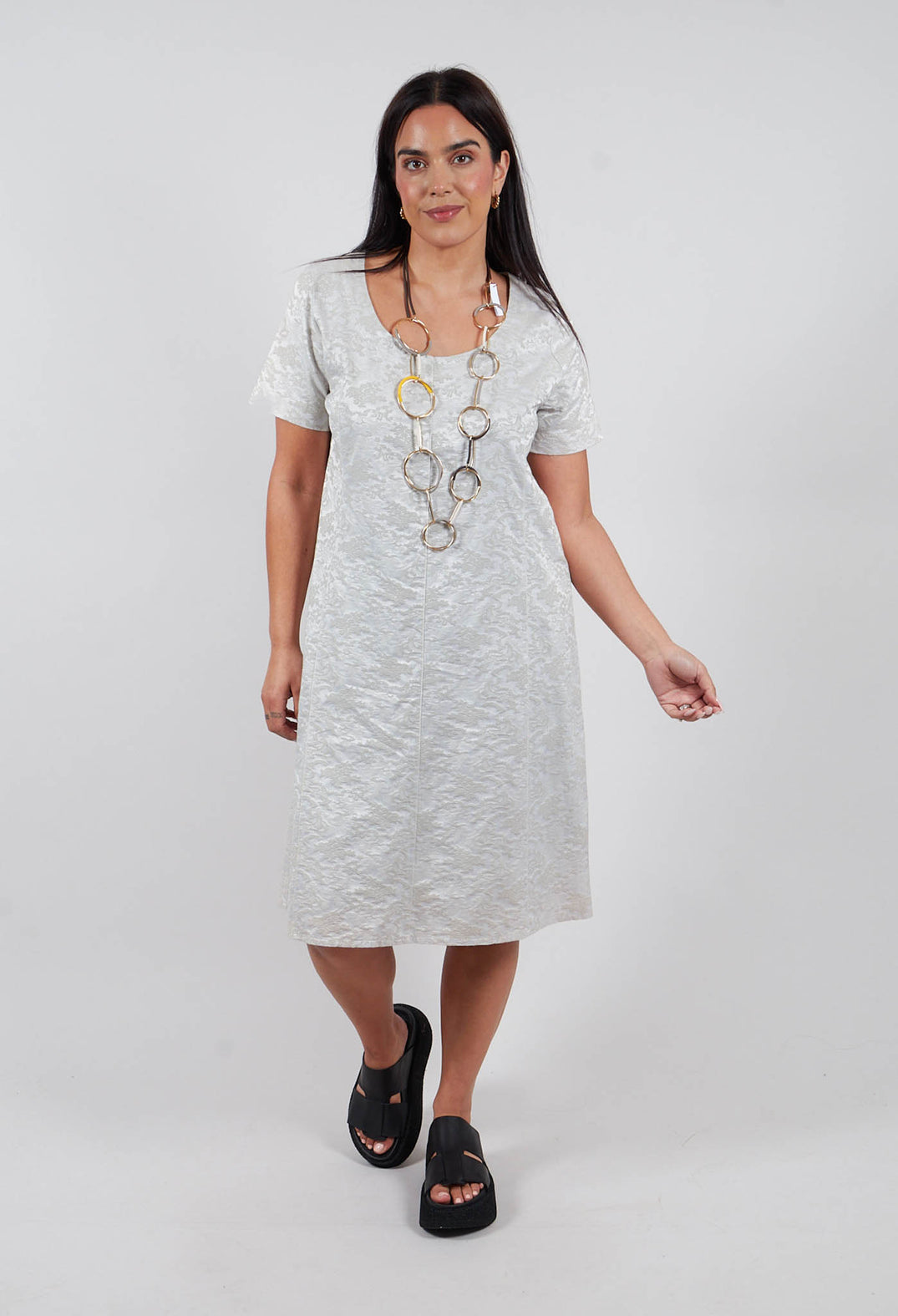 Shift Style Floral Jacquard Dress in Mint