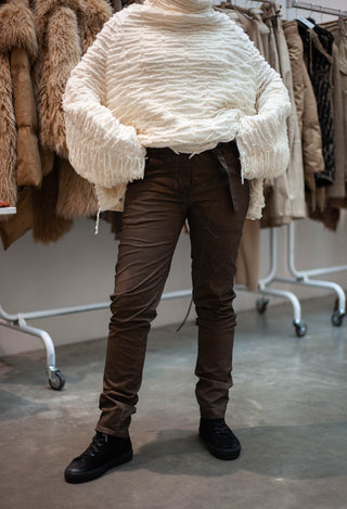 PRE-ORDER - Coated Slim Leg Trousers in Henna Cloud (Pictured in Dk Dakar Cloud) - 2600105