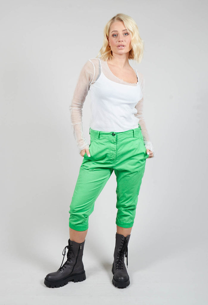 Slim Fit Cropped Trousers in Gecko