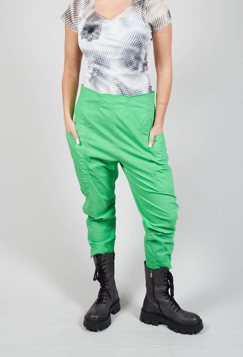 Slim Leg Cargo Trousers with Side Pockets in Gecko