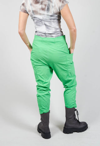 Slim Leg Cargo Trousers with Side Pockets in Gecko