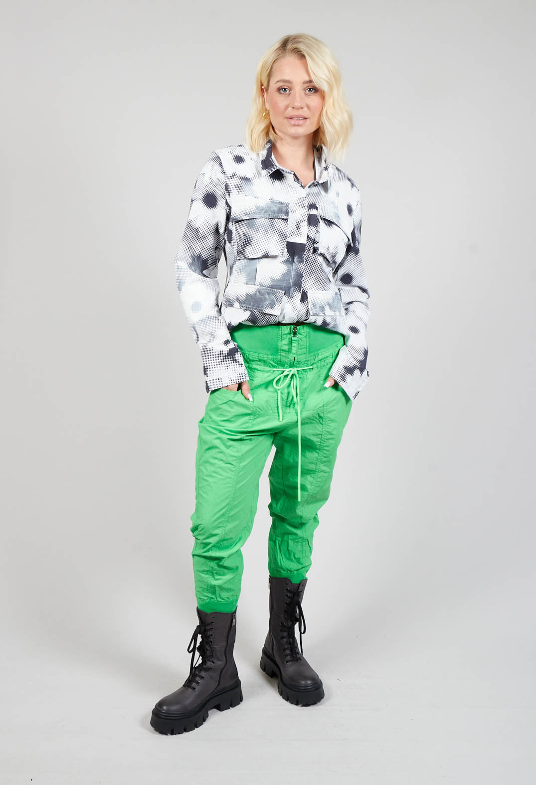 Cargo Trousers with Jersey Waistband in Gecko