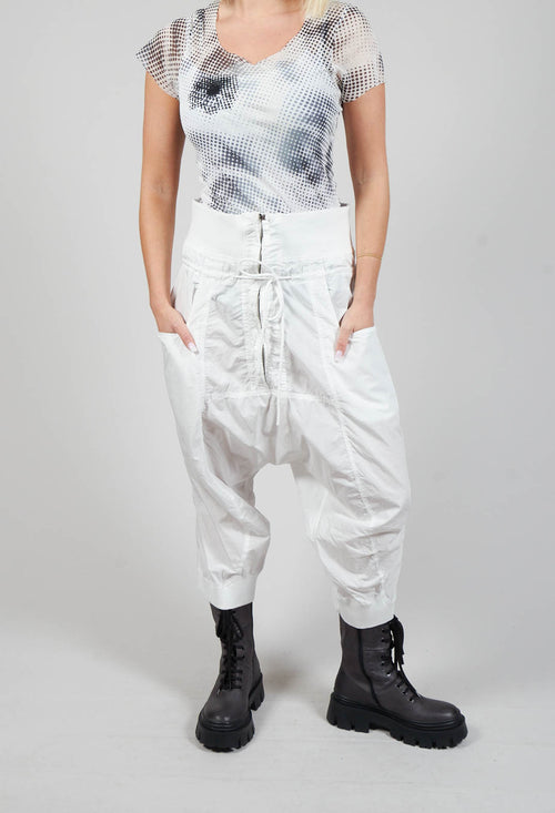 Cropped Cargo Trousers with Jersey Waistband in Starwhite