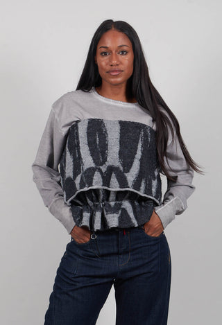 Knitted Snood with Drawstring Pulls in Stone/Black