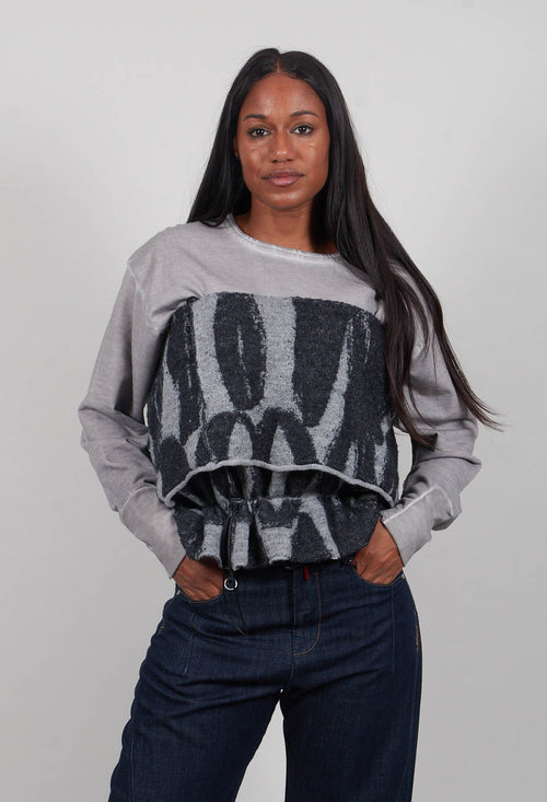 Knitted Snood with Drawstring Pulls in Stone/Black