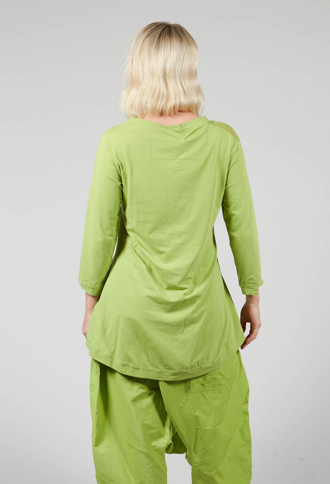 T-Shirt with Three-Quarter Length Sleeves and Cut Out Neckline Detail in Kiwi