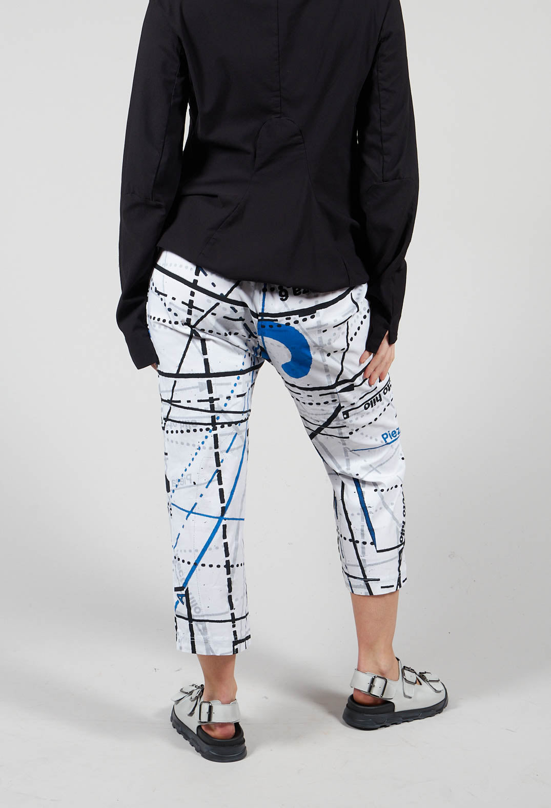 Low Rise Straight Leg Trousers in Blueberry Print