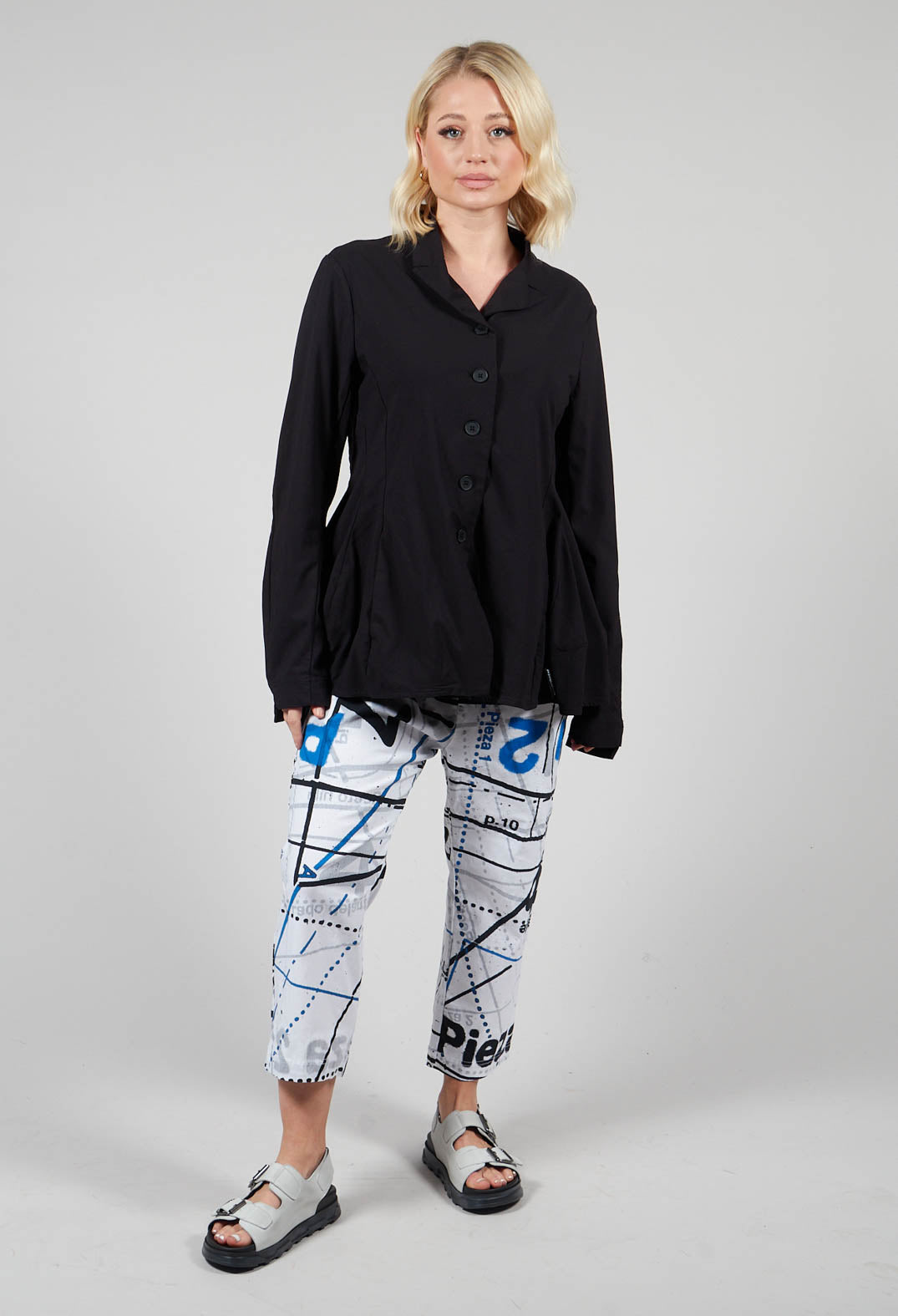 Low Rise Straight Leg Trousers in Blueberry Print