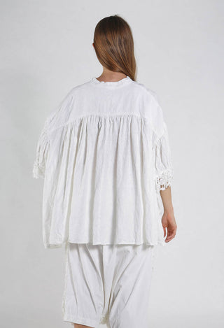 PRE-ORDER - Lace Trim Shirt in Linen Fog - 2670402 (Pictured in Seafoam Fog)