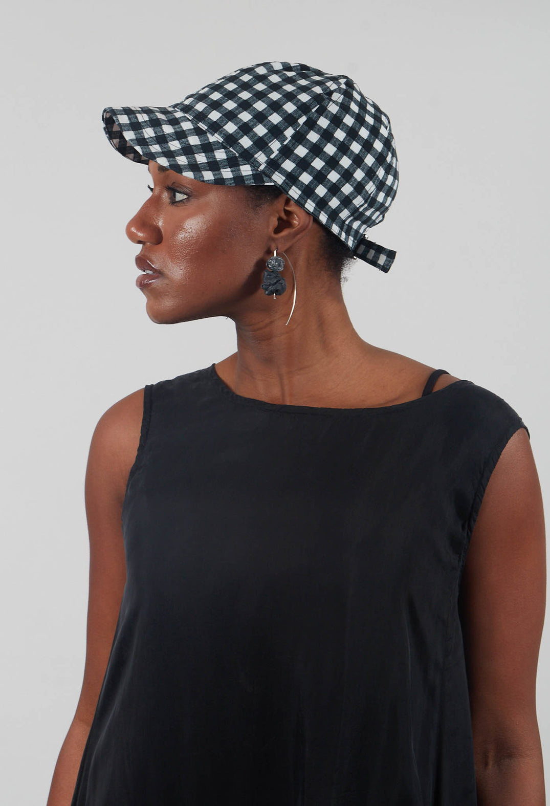 Peak Cap in Black Check
