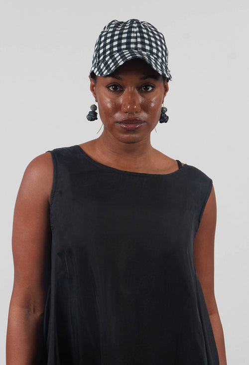 Peak Cap in Black Check