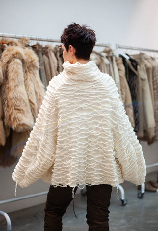 PRE-ORDER - Oversized Jumper with Knitted Strands in Terracotta (Pictured in Ivory) - 2680701