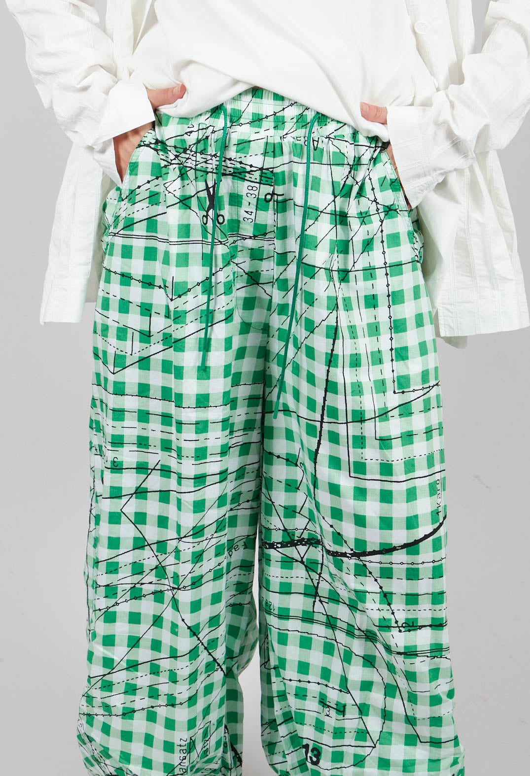 Relaxed Fit Trousers with Elasticated Waist in Apple Print