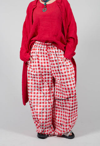 Relaxed Fit Trousers with Elasticated Waist in Melon Print